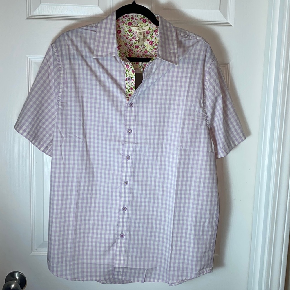 Matilda Jane Men’s Button‎ down Shirt Gingham Short Sleeves Cotton